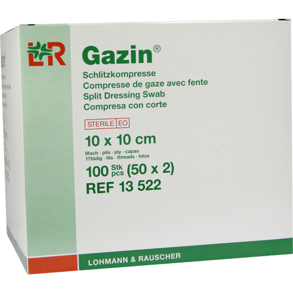 GAZIN Schlitzkompressen 10x10 cm steril 8fach